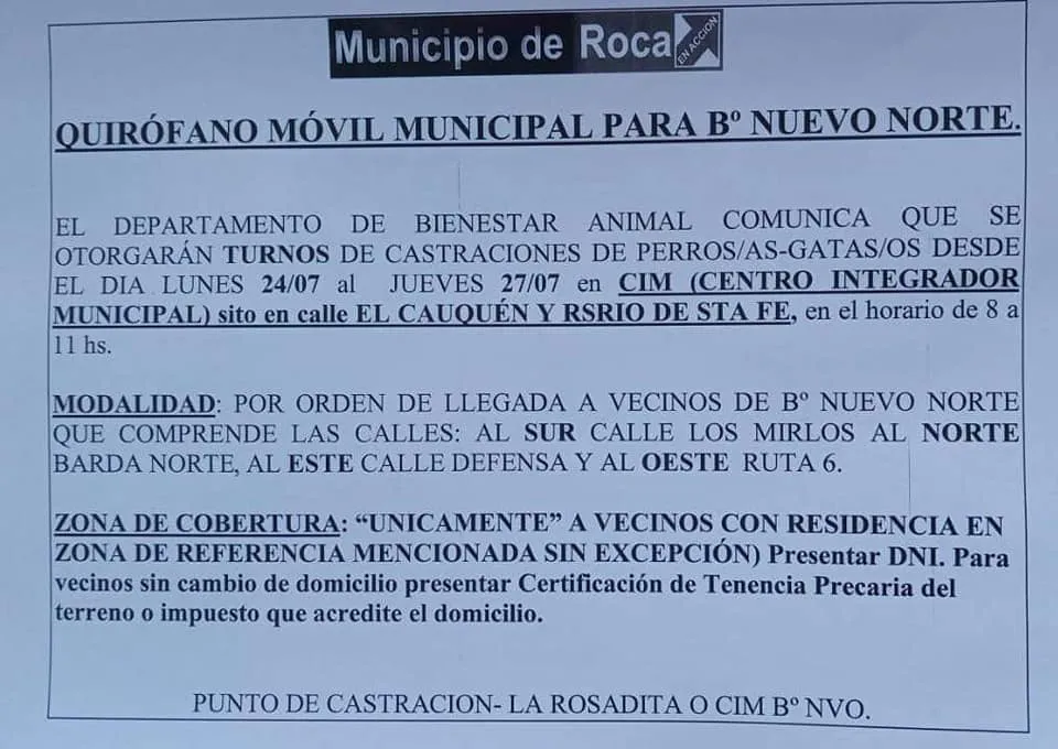 castraciones barrio nuevo norte