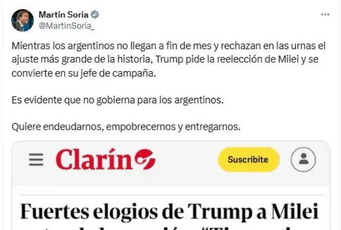 Soria sobre Milei