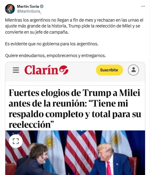Soria sobre Milei
