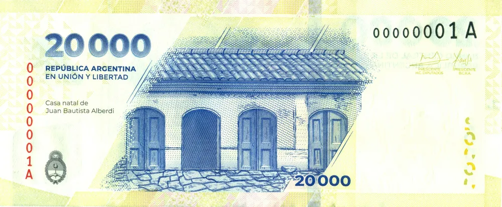 billete 20 mil reverso