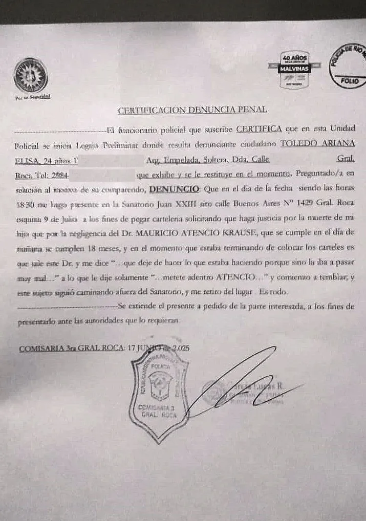 caso valentín denuncia penal