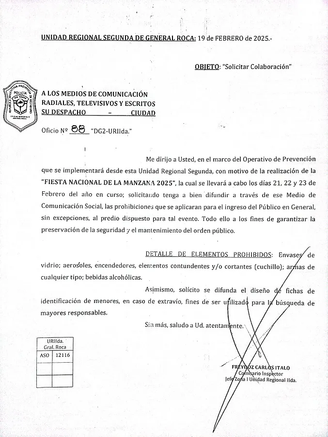 POLICIA ELEMENTOS PROHIBIDOS