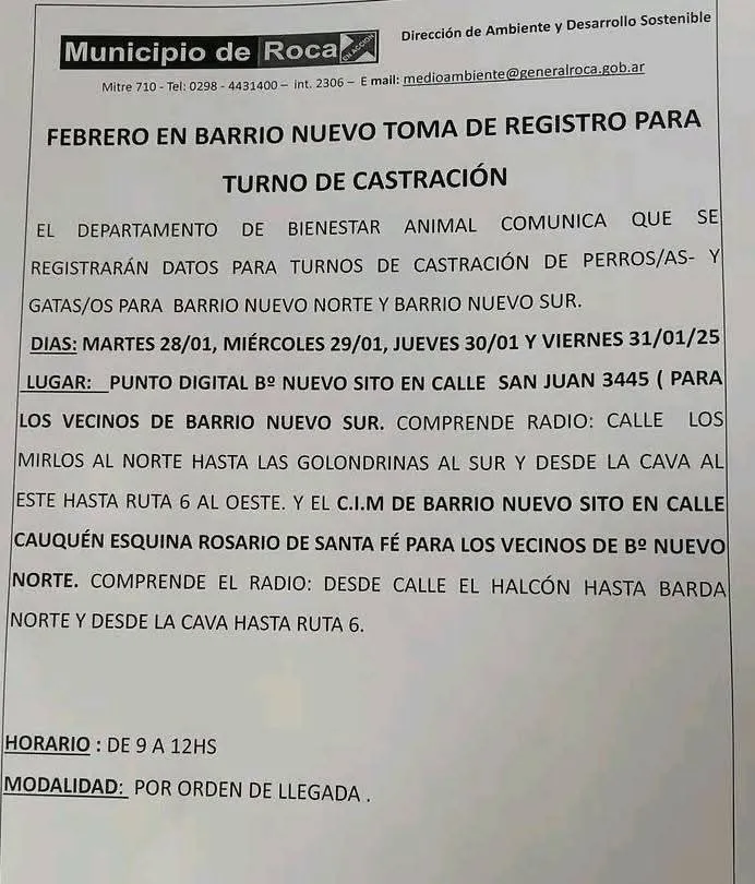 castración calendario