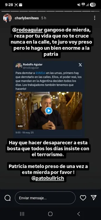 amenazas Rody Aguiar