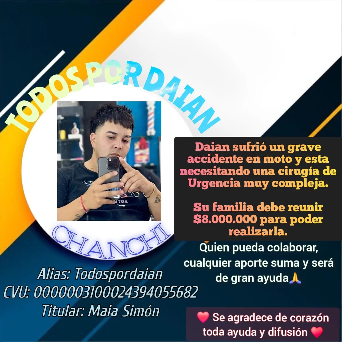 pedido ayuda chico accidentado