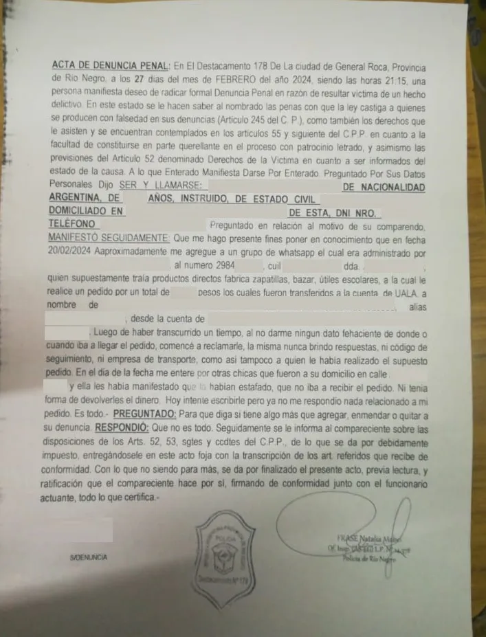 denuncia estafa datos ocultos