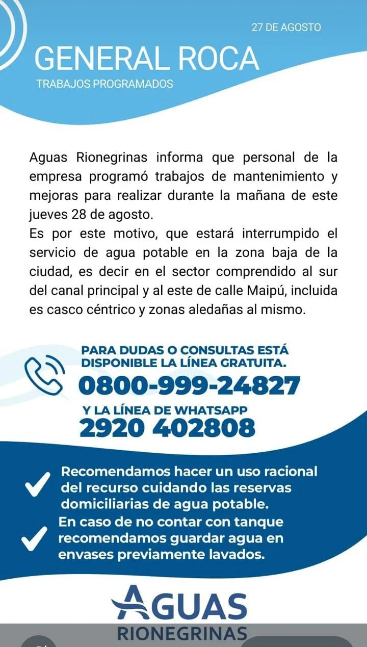 corte de agua ARSA