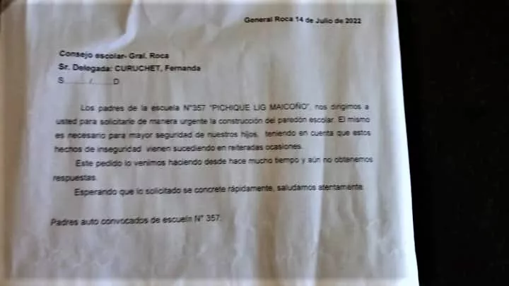 escuela 357 nota delegada